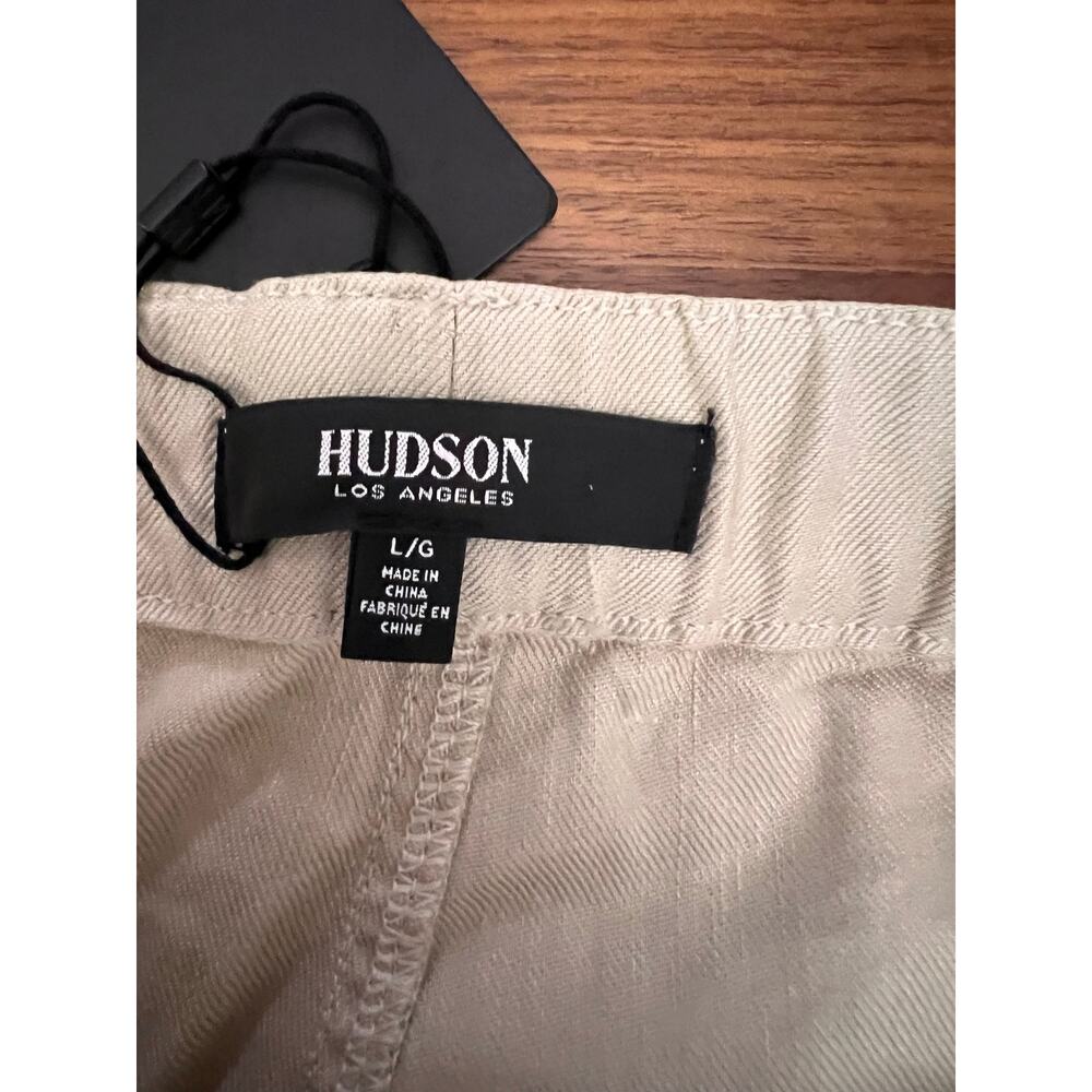 Hudson Cargo Jogger Pants Linen Lyocell Drawstring Beige Large NWT - Picture 6 of 11